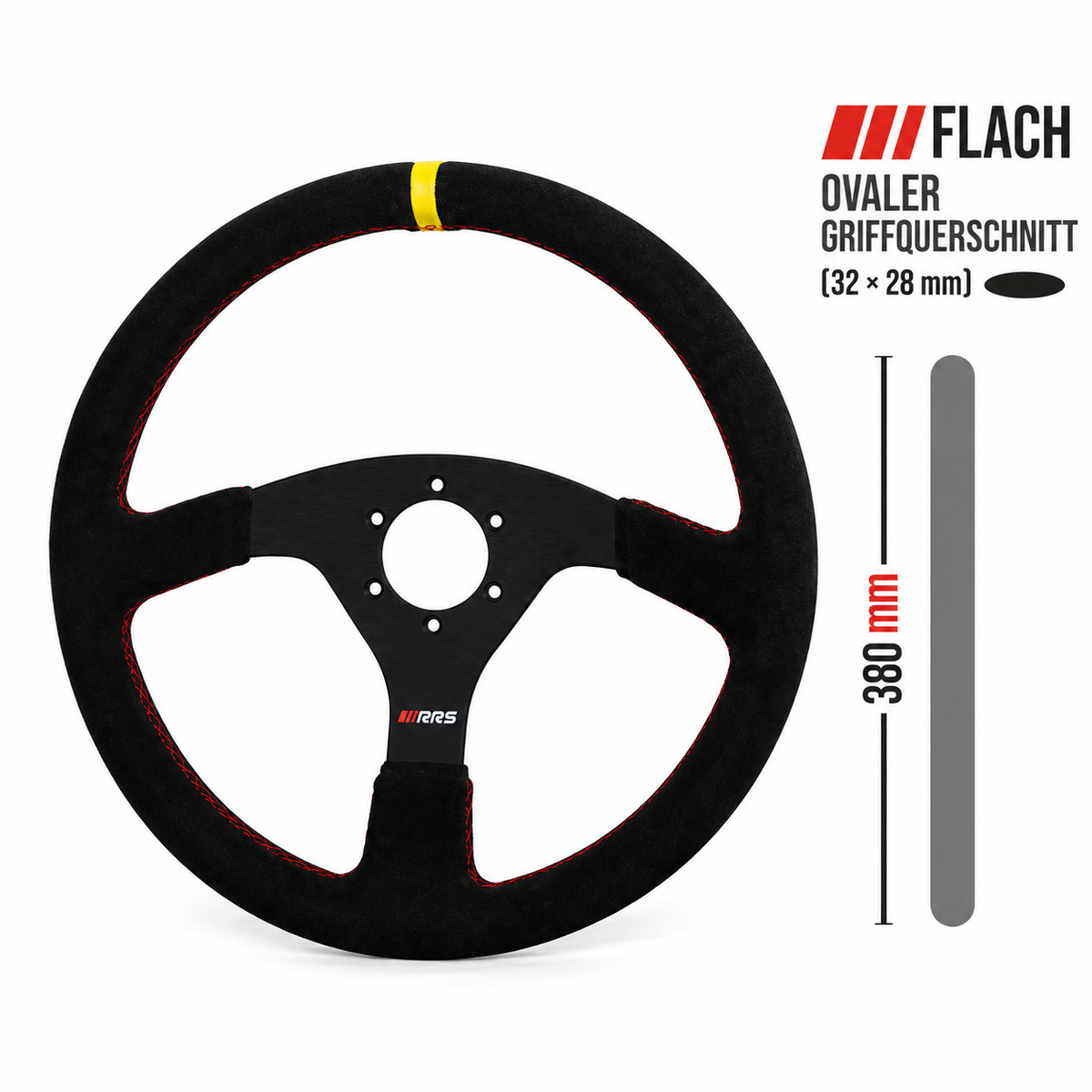 RRS TARGET Lenkrad – flach 380 mm Wildleder