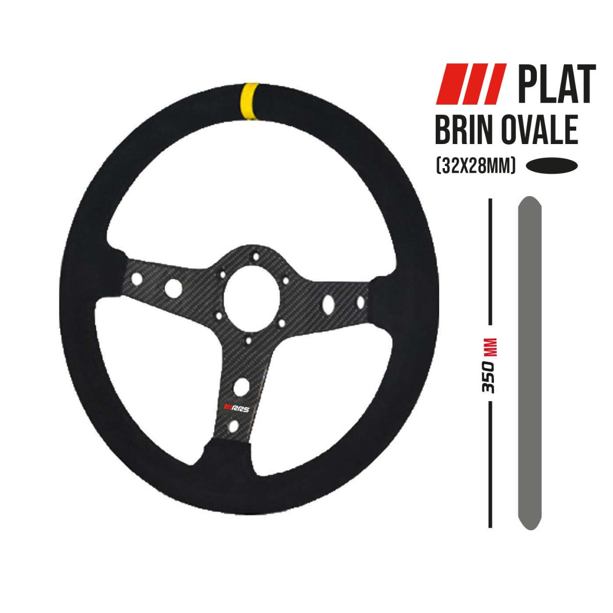 RRS CARBON Lenkrad – Flat 350 mm, schwarzes Wildleder