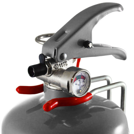 Grauer RRS 2-kg-ABC-Pulverfeuerlöscher mit Halterung
