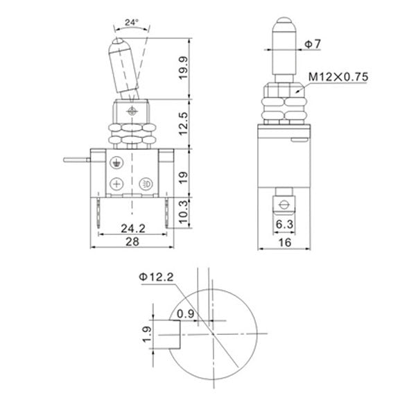 12V KFZ-Kippschalter mit roter LED