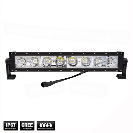 RRS LED-Scheinwerferbalken mit acht LEDs, seitlichen Halterungen und Anschlussleitung