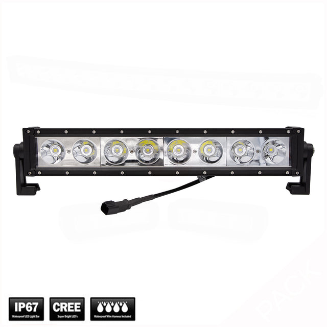 RRS LED-Scheinwerferbalken mit acht LEDs, seitlichen Halterungen und Anschlussleitung