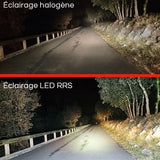 Hersteller-Vergleichsbild der Ausleuchtung mit Halogen und RRS LED